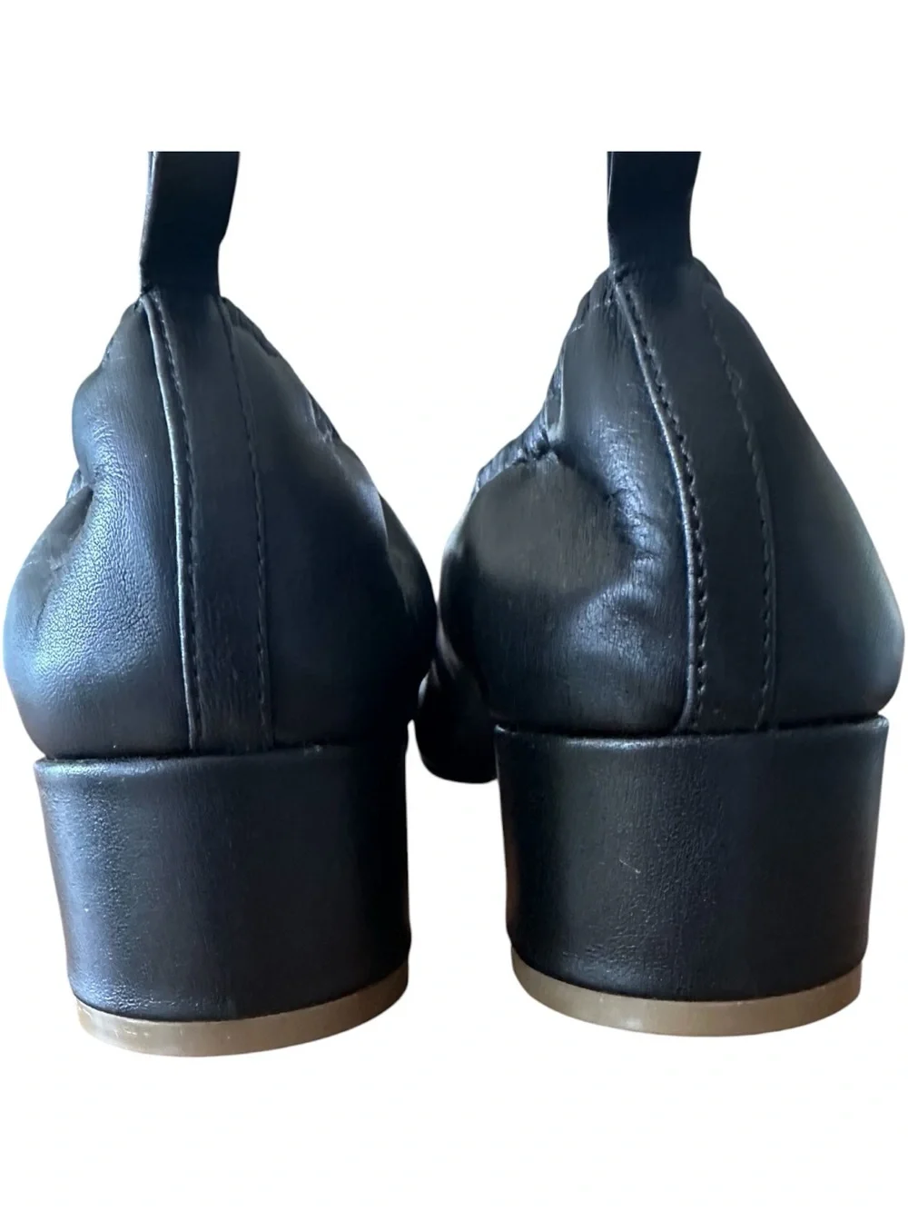 New J. Crew Black Leather Anya Block Heels • Size 7.5 • Rare Find